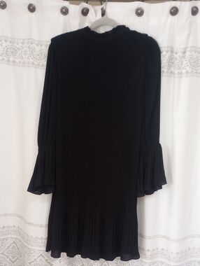 Black Label Black Long-Sleeve Pleated-Hem Dress